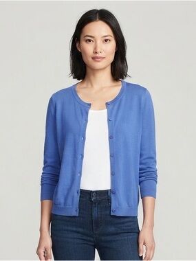 Talbots Women's Blue Button-Front Cardigan